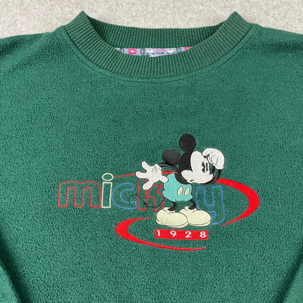 VTg Mickey Mouse & Co Sweatshirt Mens Large Green Fleece Embroidered Disney 90s